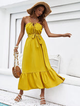 Robe sexy jaune à bretelles pour femme